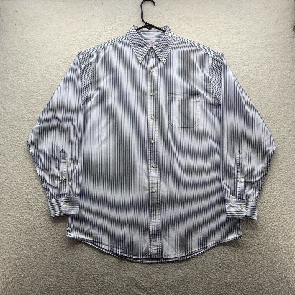 Brooks Brothers Dress Shirt Mens 16 34 American Supima Cotton Preppy Striped